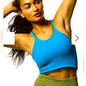 Free People FP MOVEMENT Happiness Runs Crop Tank small washed blue